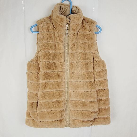 Be Boundless womens tan faux fur puffer reversible vest Size medium - Picture 1 of 11